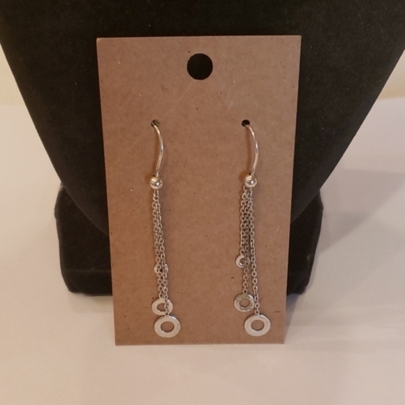 Sterling silver dangle drop circles chain 925 - Picture 1 of 6
